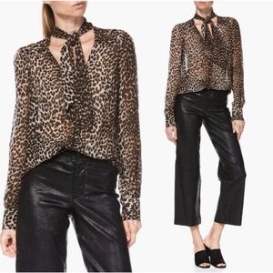 PAIGE Animal Print Sheer Blouse